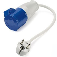 Conversion plug to coupler for connecting to mains hook up continental caravan sites