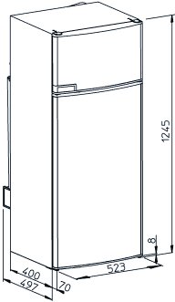 Dimensions of the Dometic RMD8505 160L caravan motorhome fridge