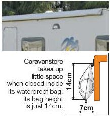 The caravanstore takes up little space when closed inside its waterproof bag.